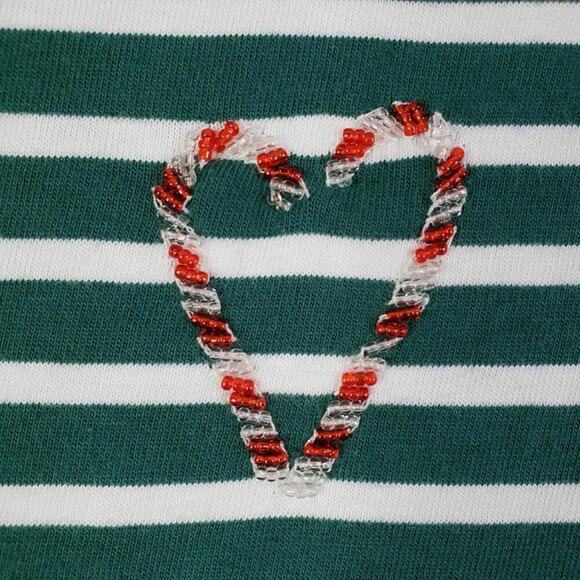 Talbots Shirt Women’s Plus Size 2X Striped Green Christmas Candy Cane New - Picture 5 of 10